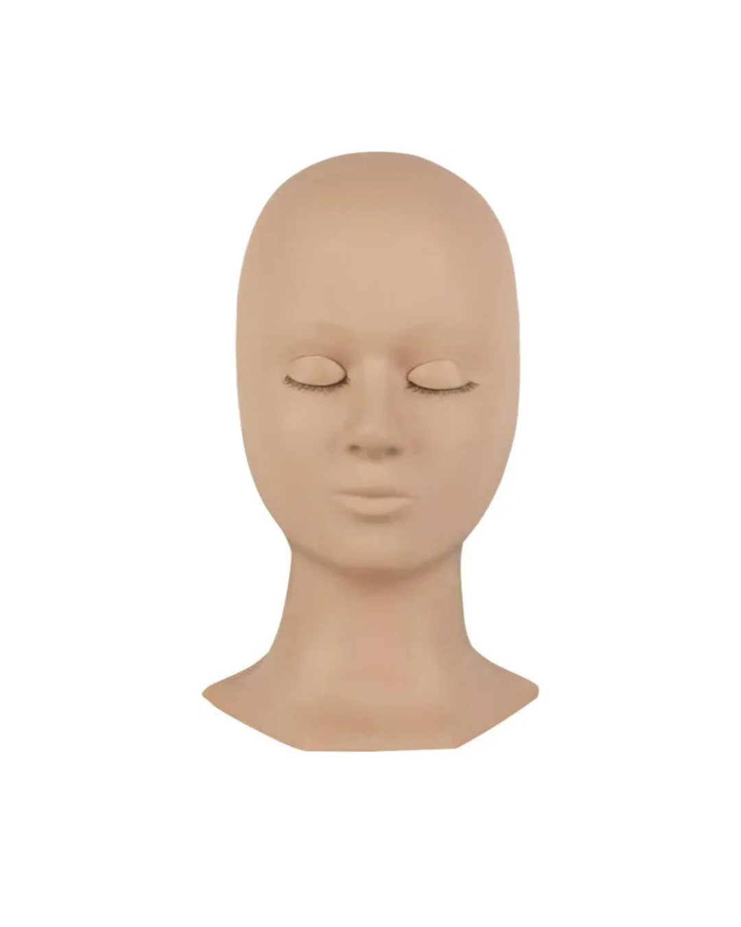 Beige mannequin head on a white background